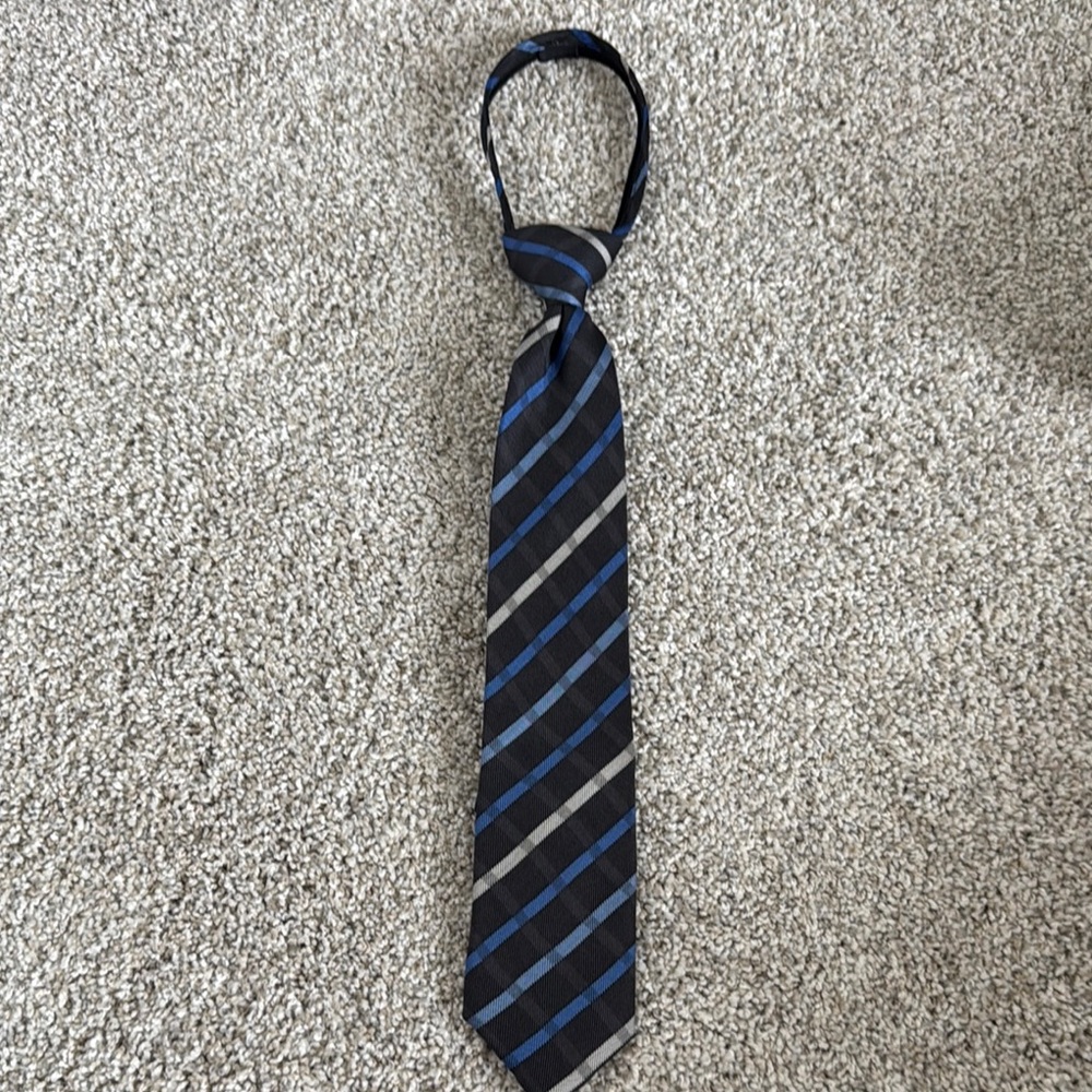 Chaps Kids Striped Tie in Black and Blue